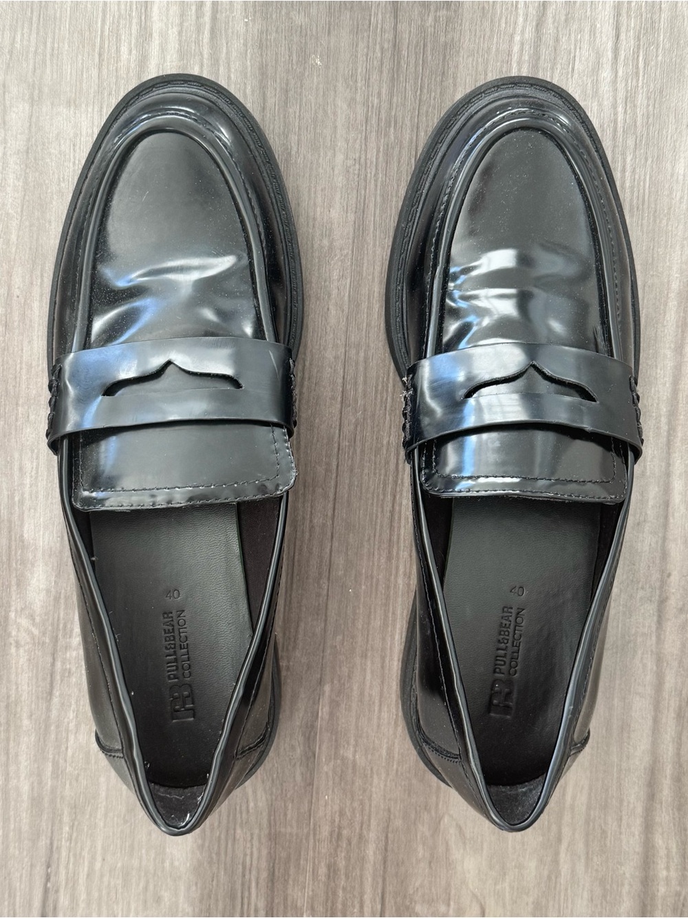 Pull&Bear Black Patent Penny Loafers